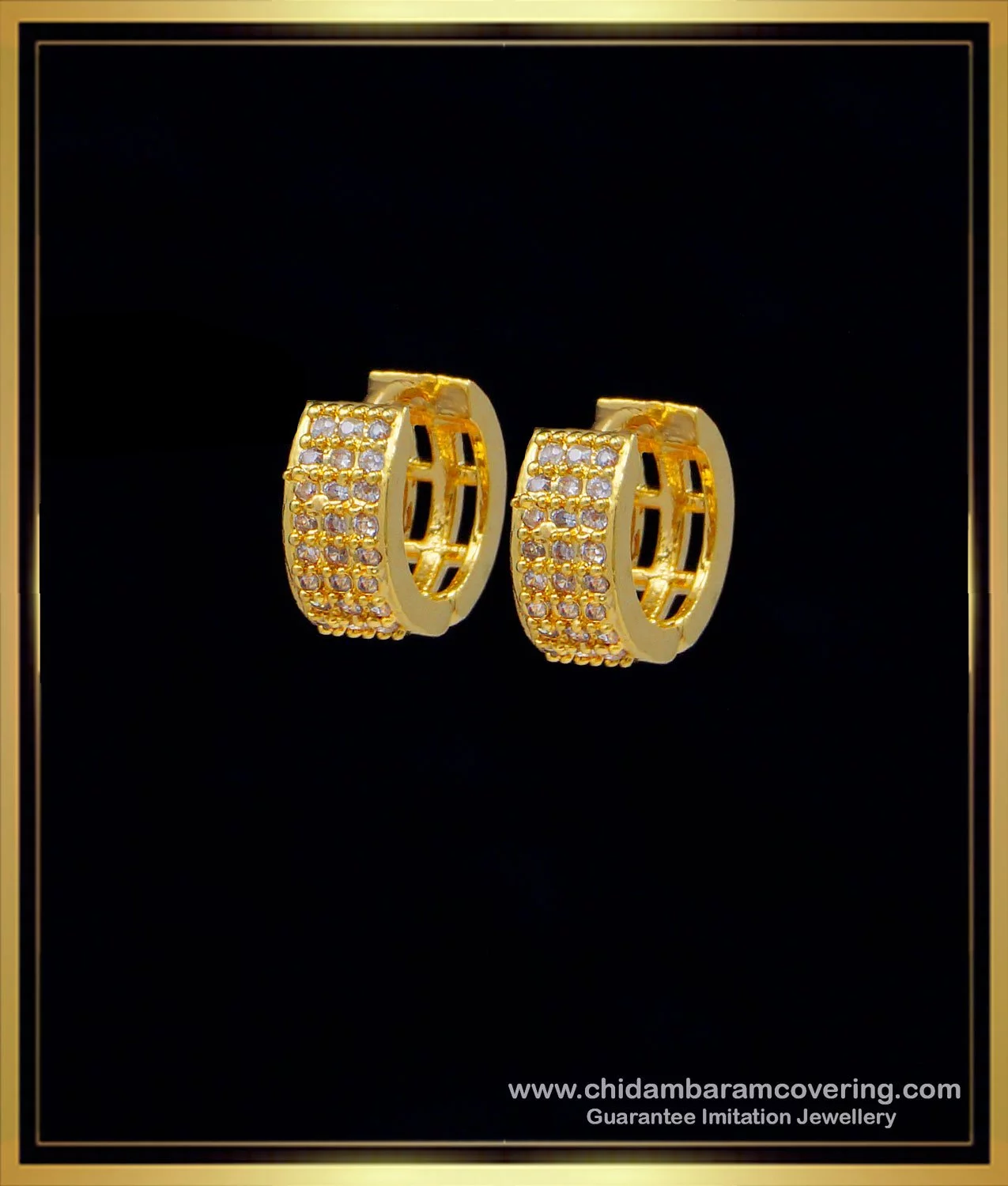 Buy Impon Gold Look Cute White Stone Circle Earrings Designs for Daily Use