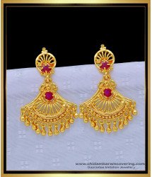 ERG1258 - Real Gold Design One Gram Gold Plated Ruby Stone Dangler Earrings Online