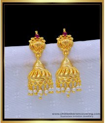 ERG1260 - New Model White Pearl with Ad Stone Pure Gold Plated Jimiki Kammal Buy Online