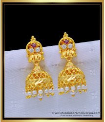 ERG1261 - Attractive Pearl Jhumkas Earrings One Gram Gold Muthu Thodu South Indian 