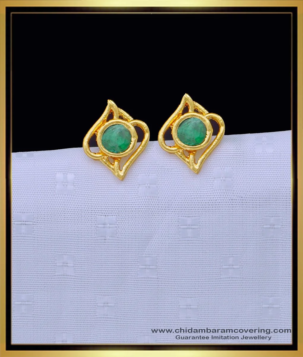 Buy New Model Gold Plated Emerald Stone Daily Use Guarantee Stud ...