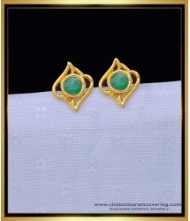 ERG1337 - New Model Gold Plated Emerald Stone Daily Use Guarantee Stud Earrings 