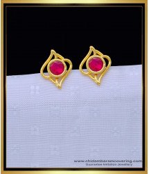 ERG1338 - Elegant Ruby Stone Gold Design Covering Earrings for Daily Use 