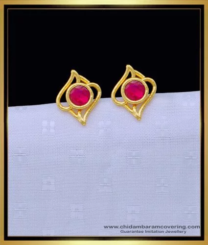 Gold tone AD ruby mango stud/earrings dj-42666 – dreamjwell