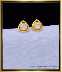 ERG1342 - Semi Precious Gold Design Chidambaram Covering White Stone Earrings  