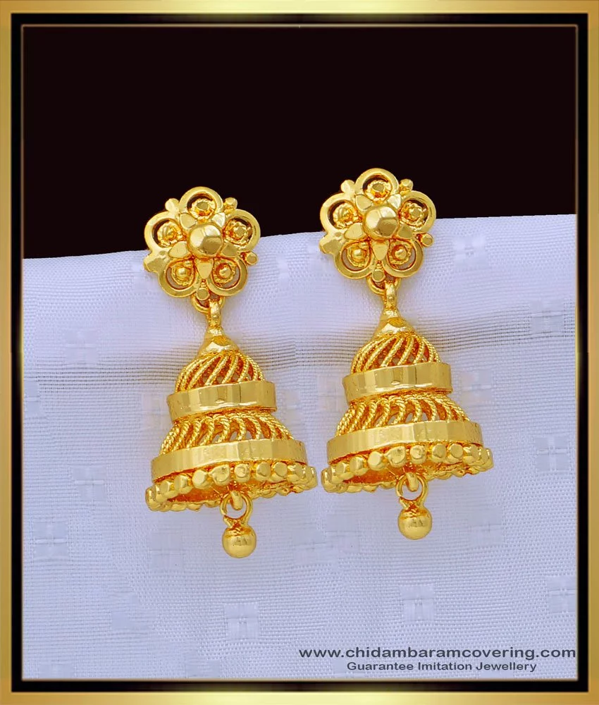 Latest Small AD Jhumka Earrings Gold Designs American Diamond Jhumka  Earrings South Indian Jhumka Designs in Gold Bollywood Earrings - Etsy