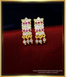 ERG1385 - Gold Design One Gram Gold Plated Impon Earrings Daily Use Kal Thodu 