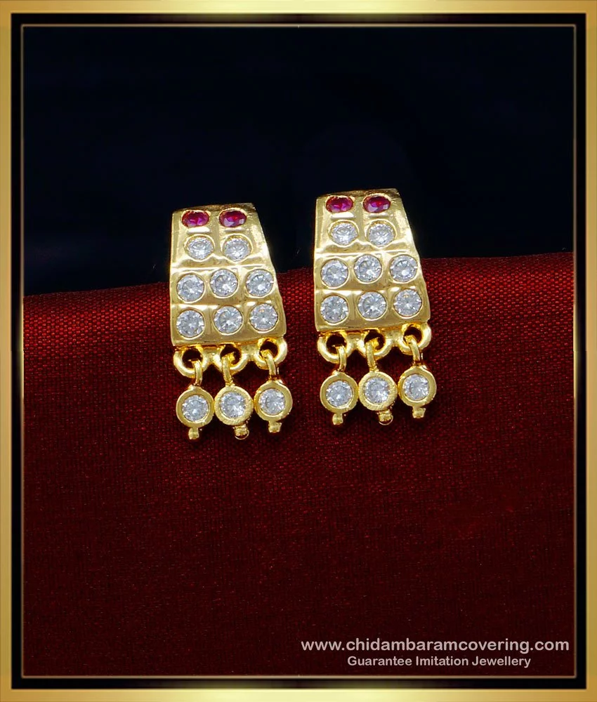 14k Solid Real Gold Studded EAR Studs PAIR  Karizma Jewels