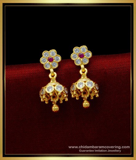 Buy New Model Five Metal Jhumkas Gold Design Stone Impon Jimiki ...