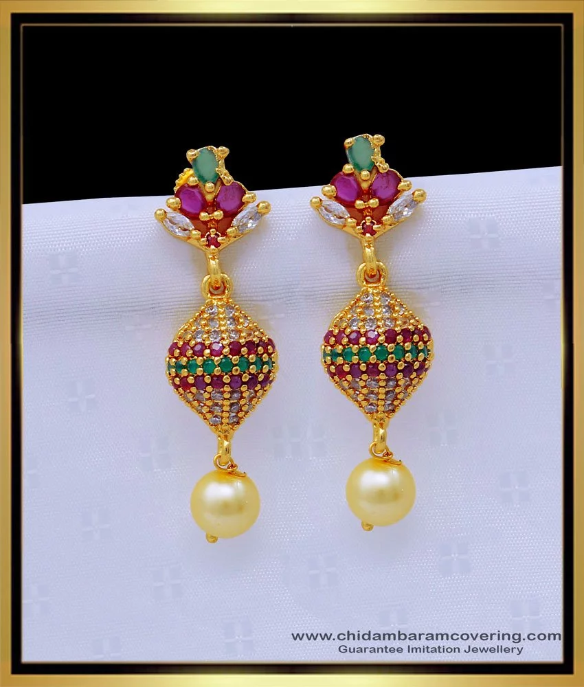 Buy New Model One Gram Gold Ruby Stone Jhumkas Earrings Designs ...