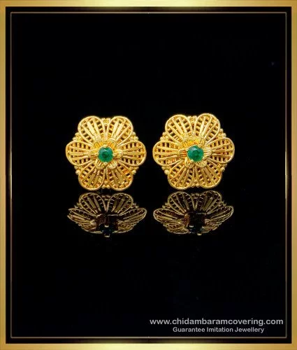 sk jewels Beautiful Traditional 1 Gram Gold Plated South Pattern Screw Back  alloy Jhumki Earring Jhumkhas