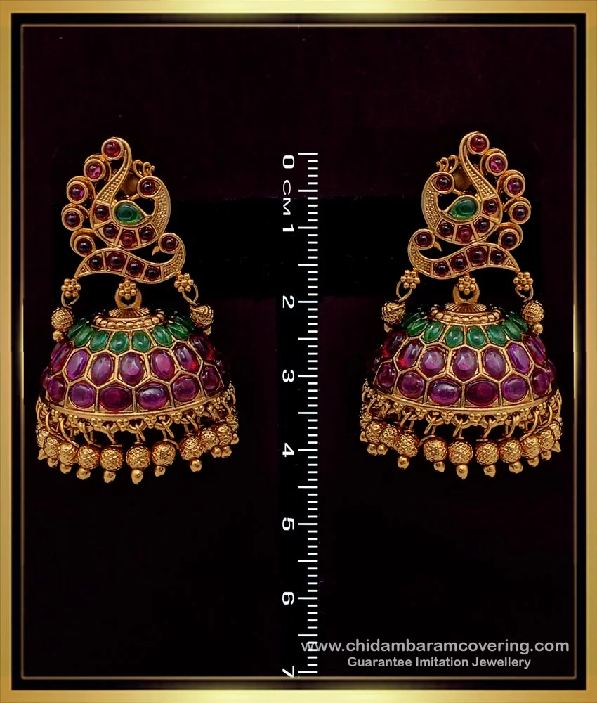 Big Hoop diamond Jhumkas Earrings | Gold hoop earrings with Jhumka | A –  Indian Designs