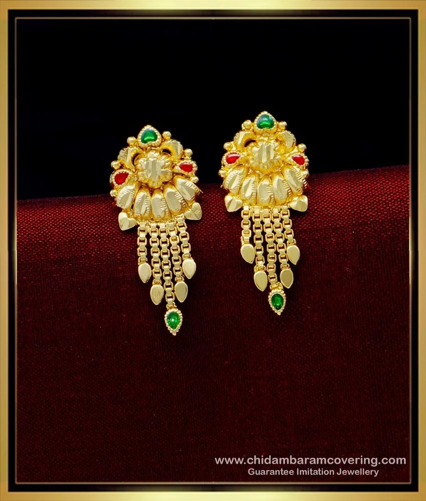 Buy South Indian Jewellery Traditional Wear Gold Pattern Daily Use Stud ...