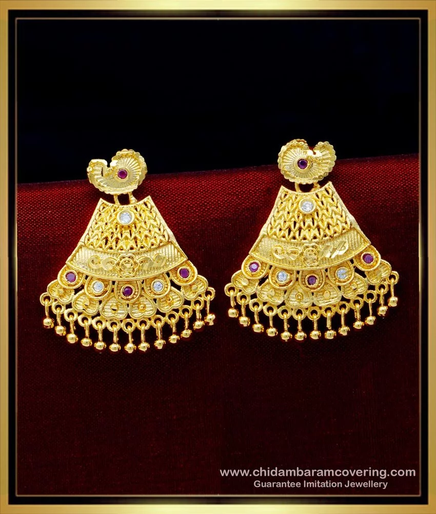 Buy Beautiful First Quality Forming Gold Ad Stone Gold Earrings Design 