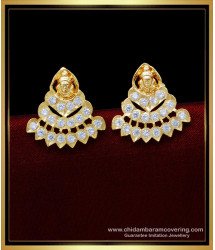 ERG1564 - Impon Full White Stone Gold Lakshmi Devi Earrings Designs Online