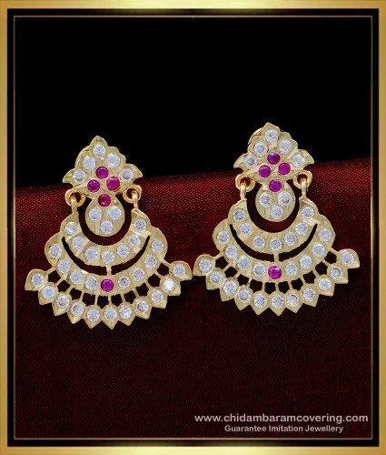 Buy Traditional Impon Stone Earring Gold Design South Indian Earrings