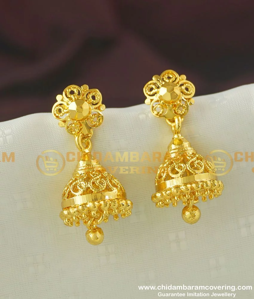 Buy Simple Daily Wear One Gram Gold Jhumkas Designs for Girls