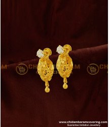 ERG360 - Traditional Stunning Gold White Stone Earring Design One Gram Guarantee Earrings Online