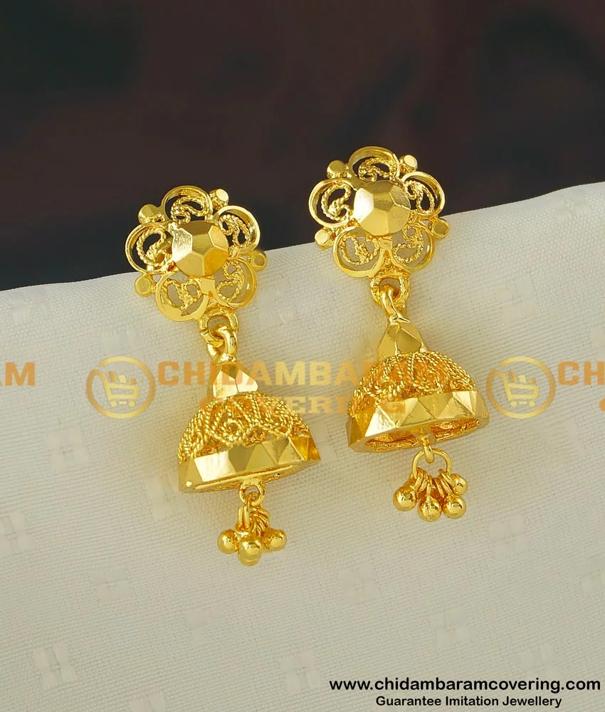 Buy New Daily Wear Gold Plated Plain Gold Design Jhumkas For Women 2876