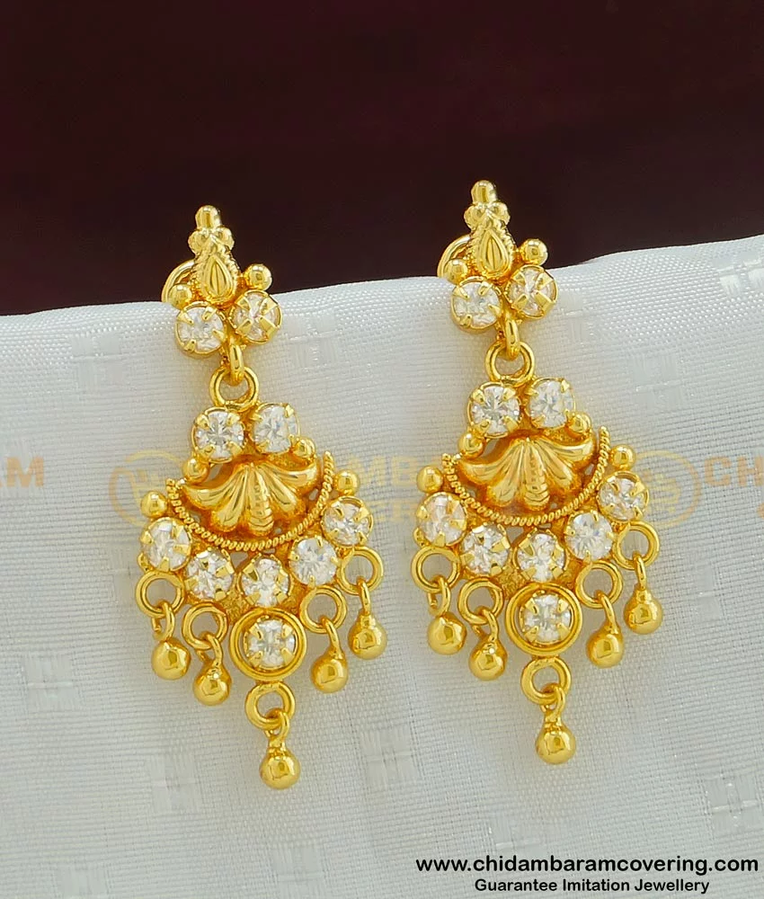 Buy Stunning Gold American Diamond Gold Earring Design for Wedding