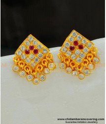 ERG508 - Traditional Impon Stone Earring Gold Design South Indian Earrings 