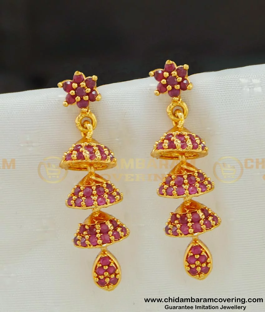 Buy Unique High Quality Bridal Gold Jhumka Design Ruby Stone 3 ...