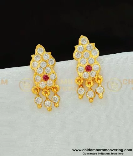 Indian traditional style vintage antique designer gorgeous 22karat yellow  gold natural pearl stud earrings pair best collection er80  TRIBAL  ORNAMENTS