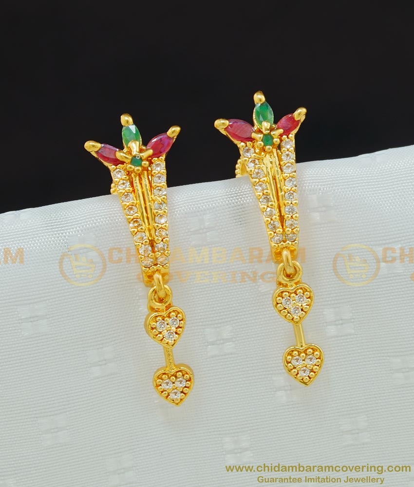ERG644 - Gold Plated Party Wear Ad Multi Stone Studs Earring Online