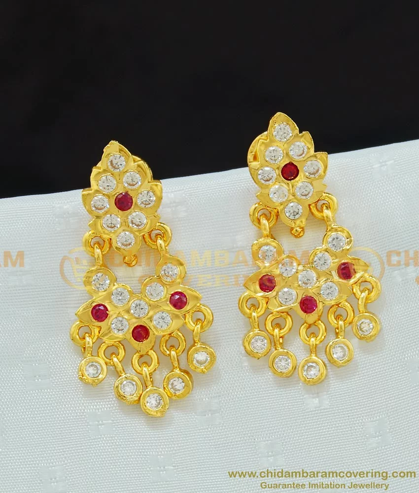 Buy 5 Metal Jewellery White Stone Heart Shaped Gold Earrings Designs Online