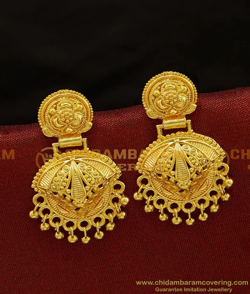 Kerala style Gold plated Palakka earrings M2223 – Urshi Collections