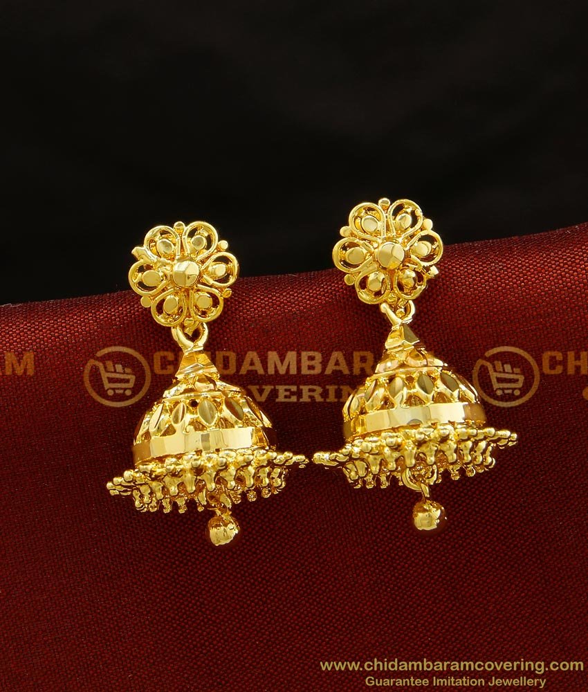 Buy Traditional Gold Plated Medium Size Jhumkas Designs Imitation ...