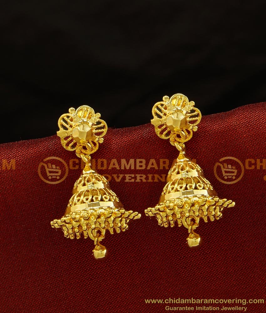 Buy Beautiful New Gold Pattern Double Step Type Jhumkas Earring for Women