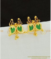 ERG781 - Kerala Ruby Stone Palaka Earring Gold Plated Green Mango Stud Buy Online