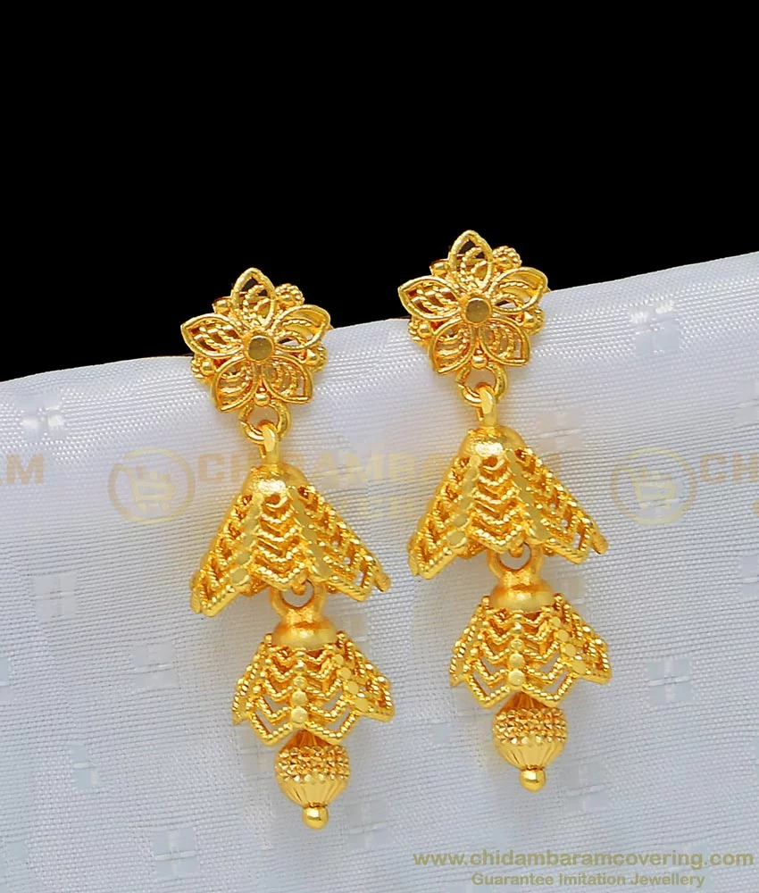 Buy Latest Collections Flower Design Bridal Gold Jhumkas Design ...