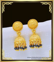 Erg990 - New Collection Black Beads Earrings Gold Design Jhumki Buy Online