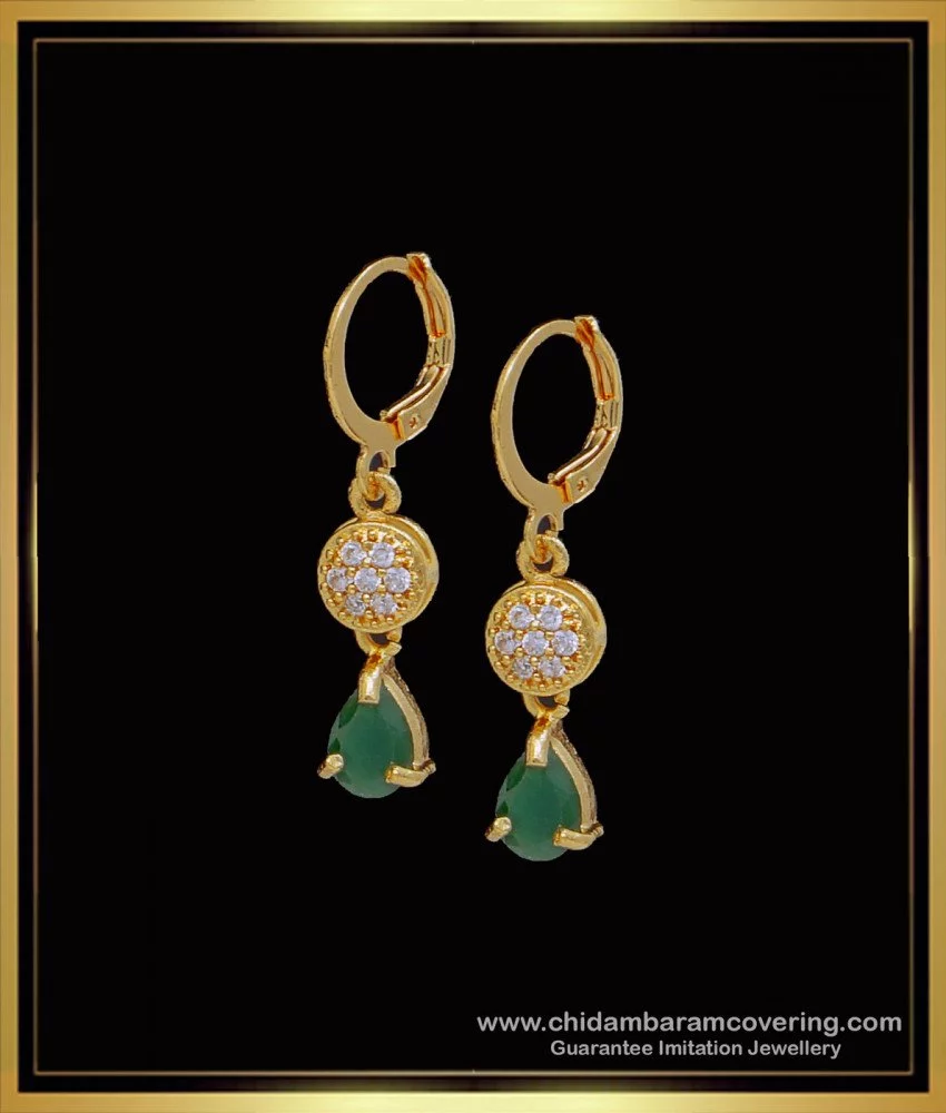 Green Pear Shaped Kundan Look Studs – Sanvi Jewels