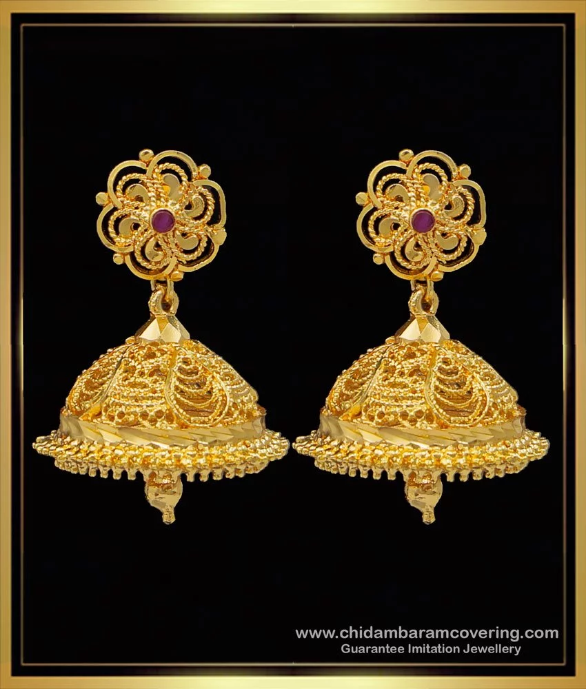 Buy Bridal Wear Ruby Stone South Indian Jhumkas Online Shopping