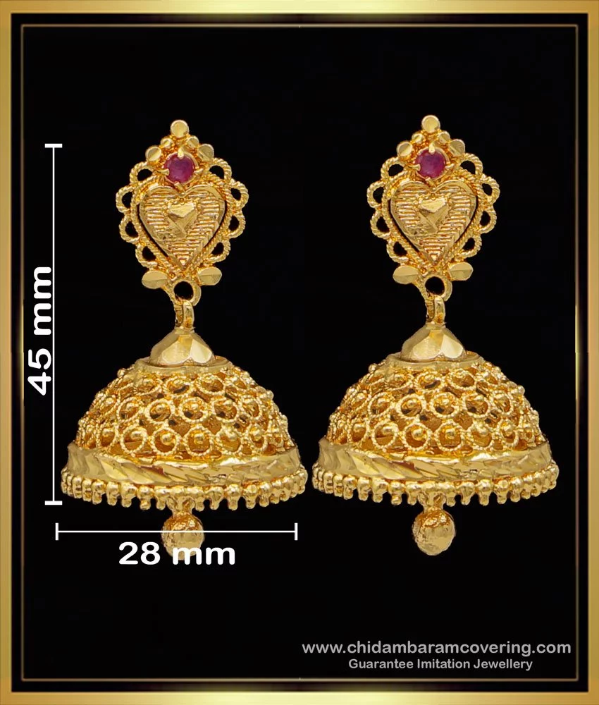 Gold tone kerala style pink-green palakka earrings dj-42898 – dreamjwell