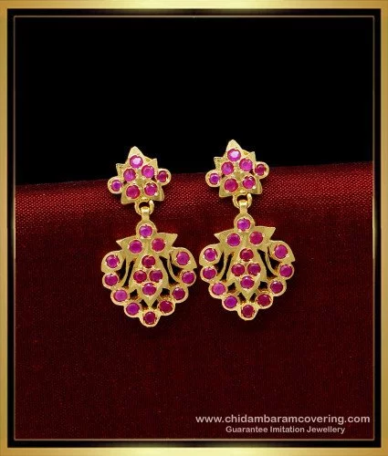 Pink stone hot sale earrings online