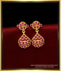 ERG1673 - Real Gold Look Impon Ruby Earrings 1 Gram Gold Jewellery