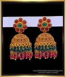 ERG1677 - Best Quality Temple Jewellery Jhumkas Online Shopping