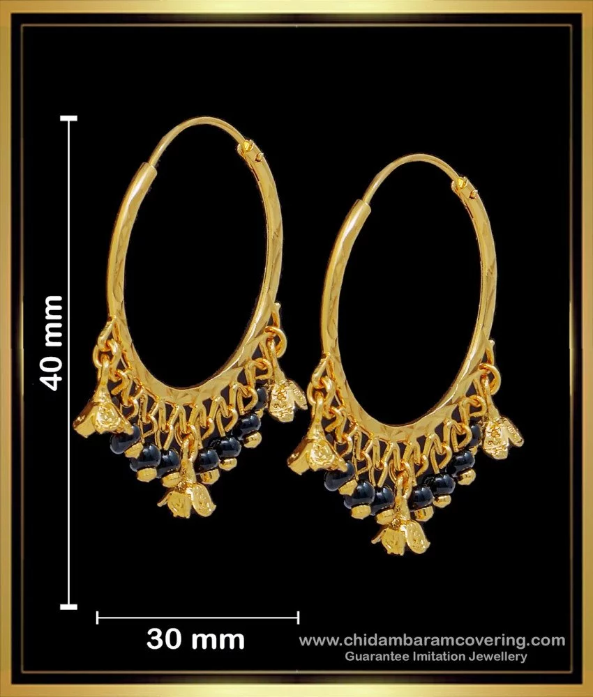 22K Gold Hoop Earrings (Ear Bali) For Women with Cz - 1-GER16118 in 3.950  Grams