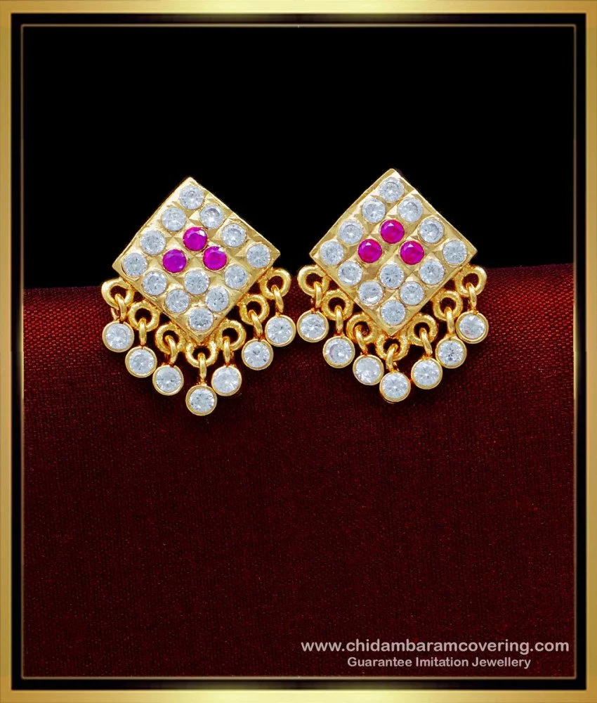 Kumar Jewels Polki Traditional Oxidised Antique Matt Gold Plated Hanging  Wedding Earrings