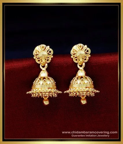 Small gold jhumka on sale earrings