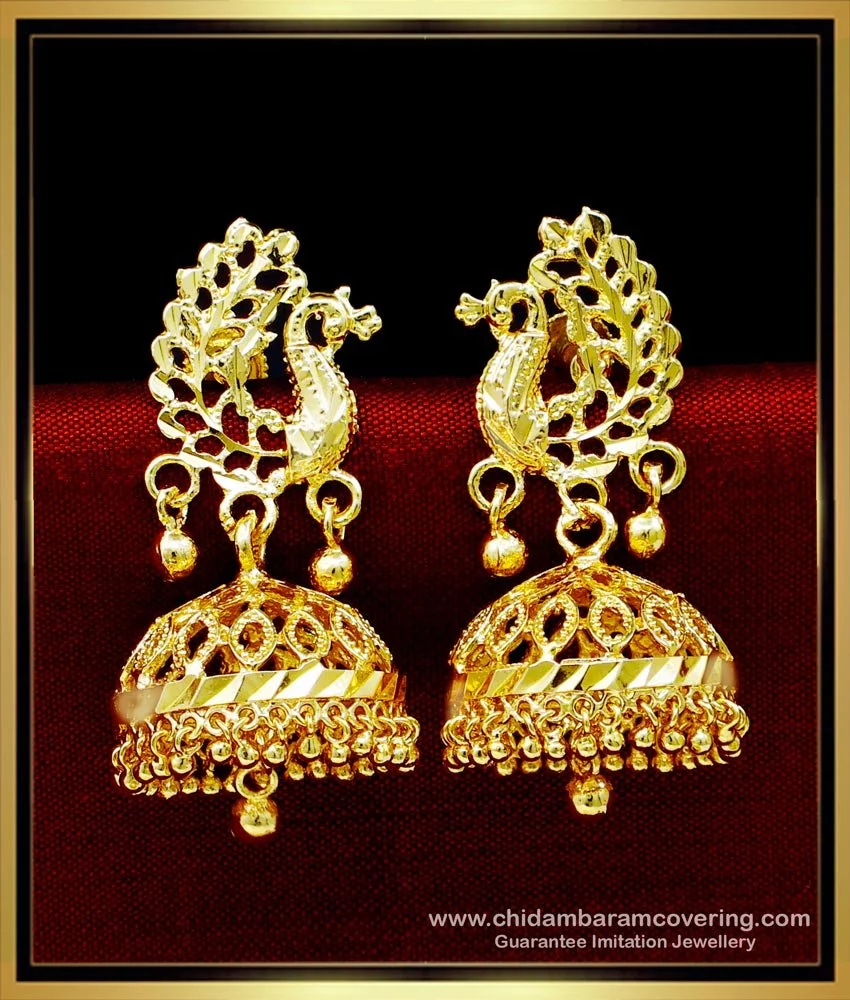 Buy Gold plated Imitation Jewelry Real AD Stones Daily Wear Jhumka Earrings  online - Griiham