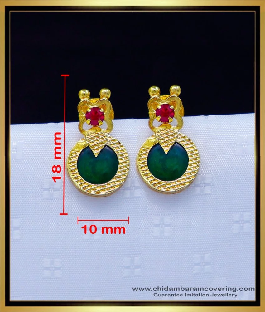 Green Kerala Earring Palakka Design Ear stud Traditional Indian Earrings  Micro Gold plated