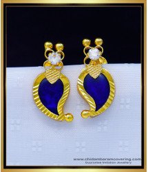 Erg1742 - Traditional Blue Manga Palaka Earrings Kerala Jewellery Online