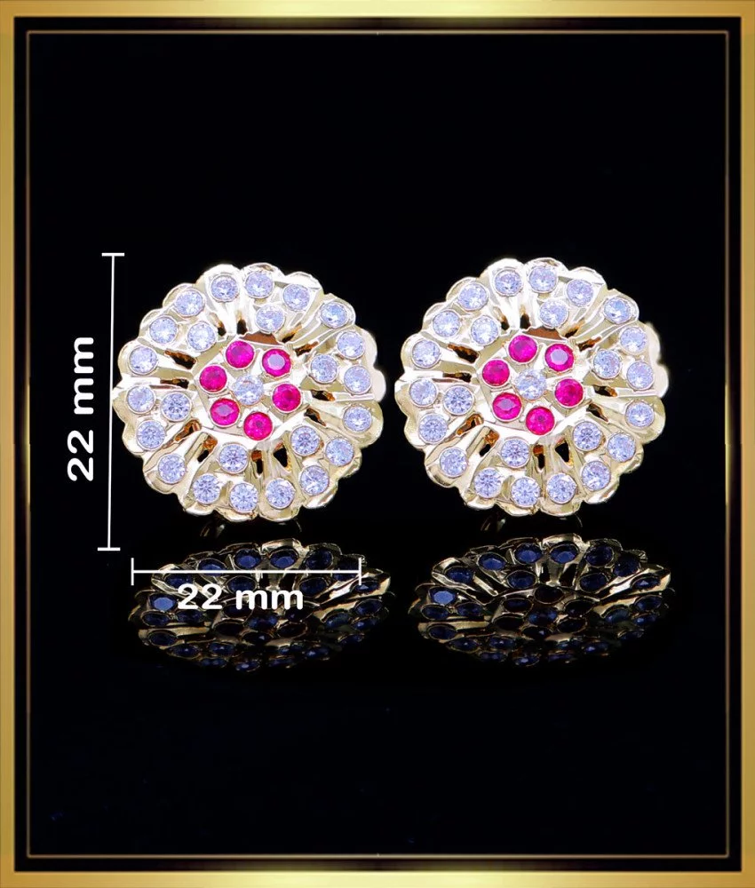 Leaf Design CZ White Stones Ear Studs For Women Rose Gold ER25158