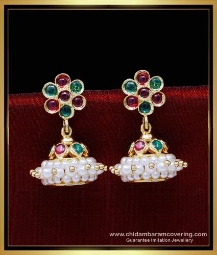 White Stone Studded Bridal Jhumka Earrings | ER 2007 - Online Shopping