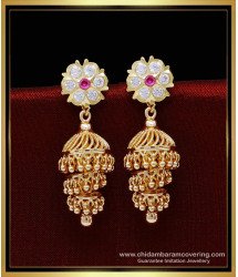 ERG1836 - One Gram Gold Impon Jewellery 3 Layer Jhumka Earrings 